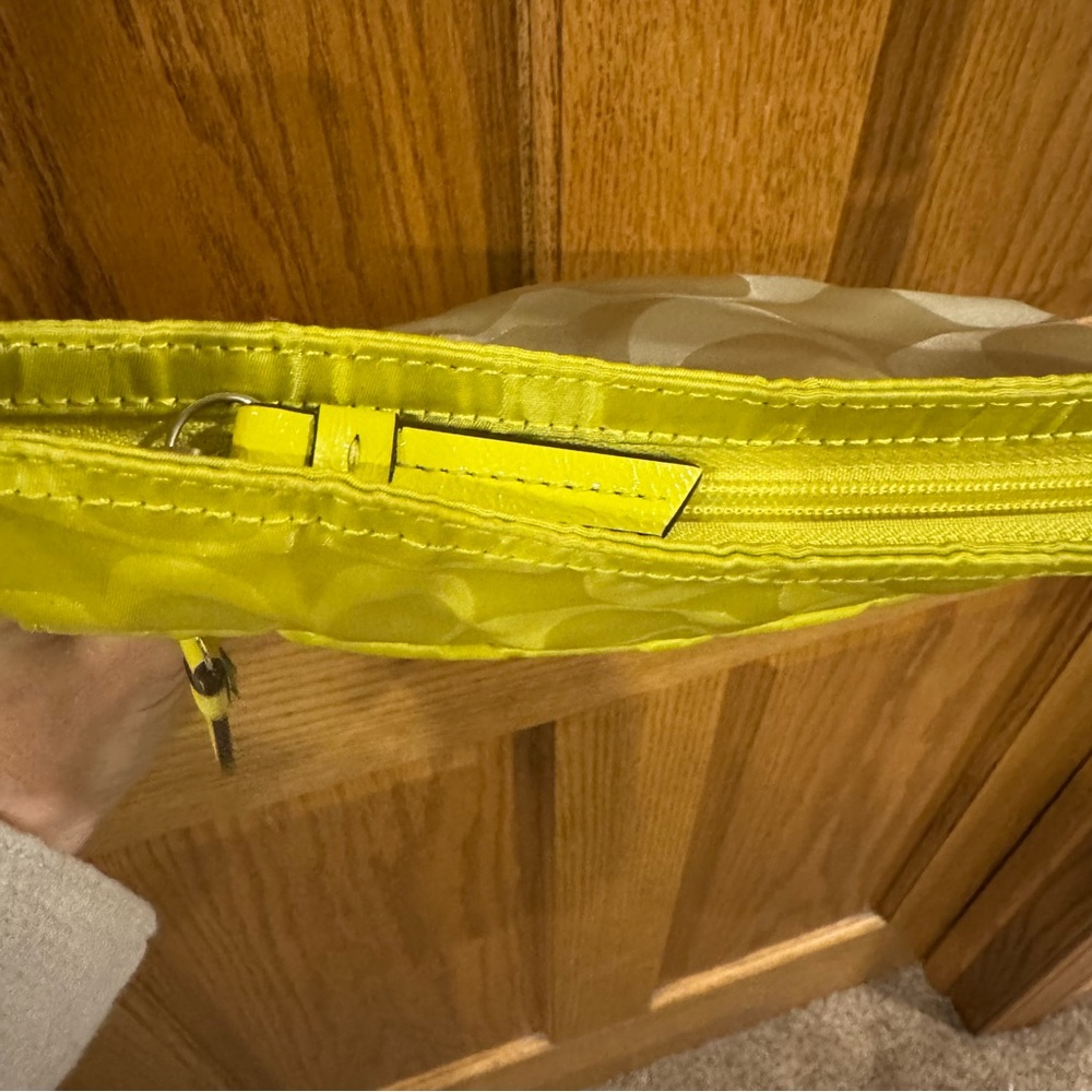 Coach Signature Nylon Crossbody Bag F1457-F17576 – Neon Yellow/Khaki - Picture 6 of 6